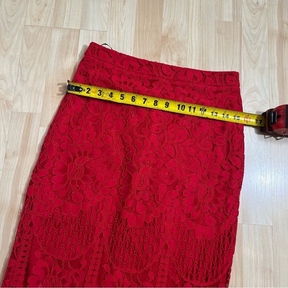 Lulus Womens Red Allis Lace Pencil Skirt Size Medium - Picture 4 of 6